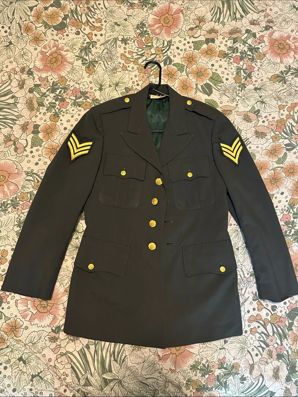 Vintage US Army Green Class A Dress Uniform Jacket Wool with Loose Patches
